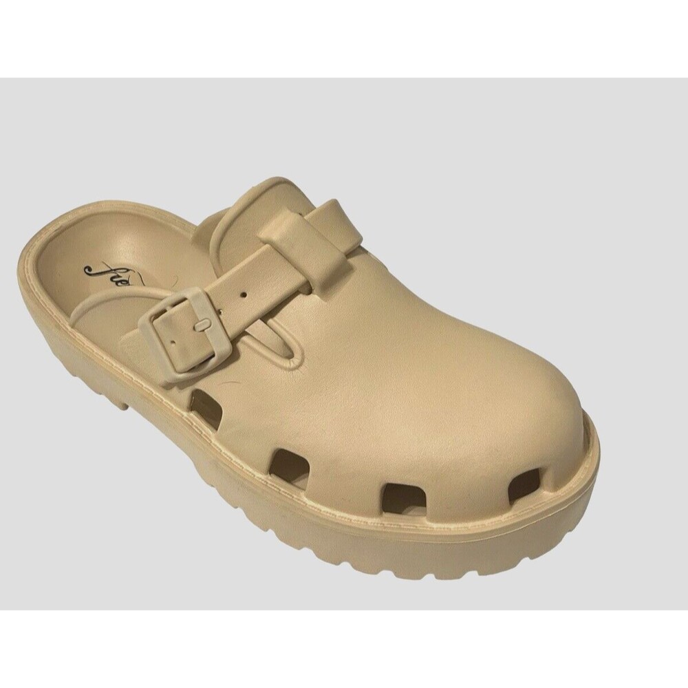 Free People Karlie Buckle Clog Sand Dune Neutral Lightweight Slide Sandals 40/9